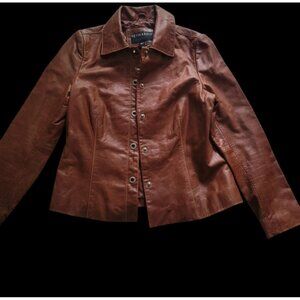 Bernardo Genuine Leather Button-Up Jacket PS Brown